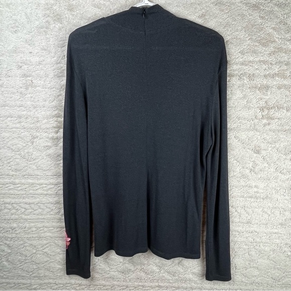 LAFAYETTE 148 Black Viscose Cowl Neck Top Shimmery Back Zipper Embroidered XL - Picture 10 of 16